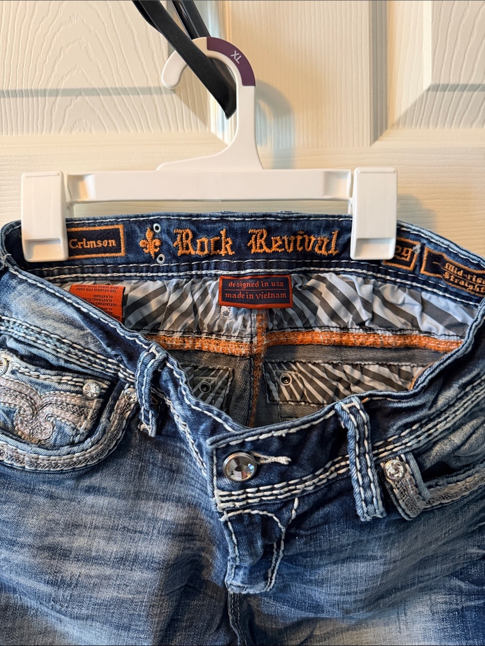 Rock Revival Blue Jeans with Orange Trim